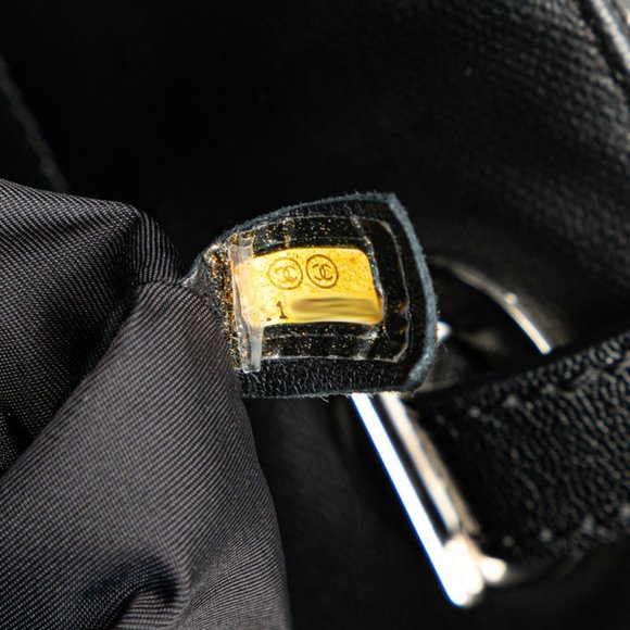 CHANEL Paris Biarritz PM Tote Bag Shoulder A34208 Black Leather Canvas Women's - Picture 6 of 8